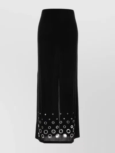 RABANNE HIGH WAIST MAXI LENGTH EYELET SKIRT SLIT