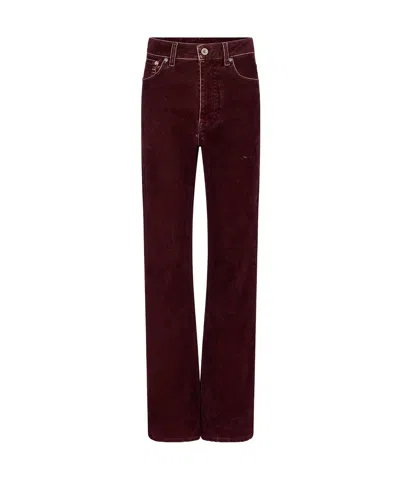 Rabanne High-waist Straight-leg Velvet Trousers In Brown