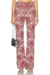 Rabanne High Waisted Legging In Red & Silver Paisley