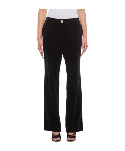 Rabanne High-waisted Velour Trousers In Black