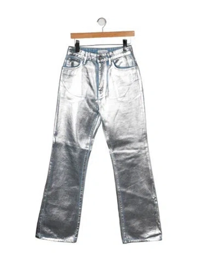 Pre-owned Rabanne High-rise Wide Leg Jeans In Silver