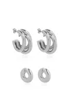 Rabanne Hoop Earrings And Cuff Set In Silver