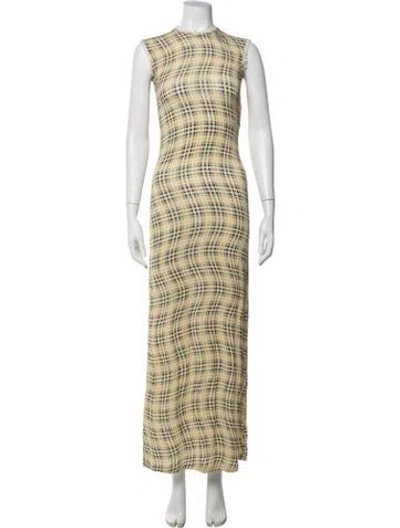 Pre-owned Rabanne Houndstooth Print Long Dress In Multicolor