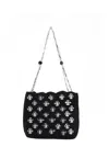 Rabanne 'iconic 1969' Black Shoulder Bag With Embedded  Metallic Discs In Raphia Woman In Black