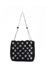 Rabanne 'iconic 1969' Black Shoulder Bag With Embedded  Metallic Discs In Raphia Woman