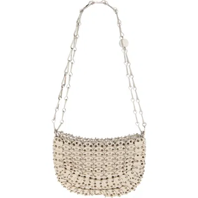 Rabanne Iconic 1969 Crescent Shoulder Bag In Cream/silver