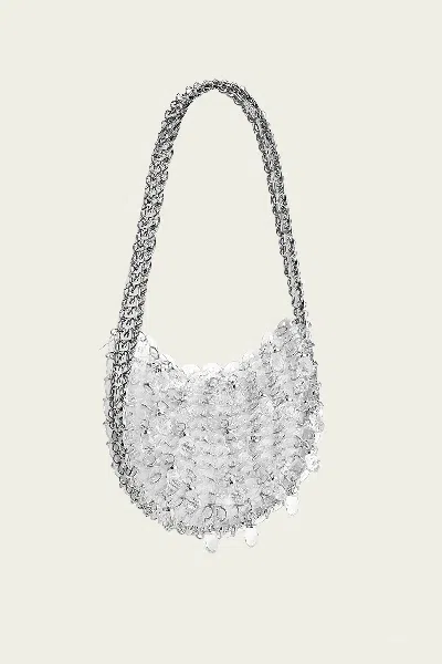 Rabanne Iconic 1969 Moon Shoulder Bag In Transparent Crystal