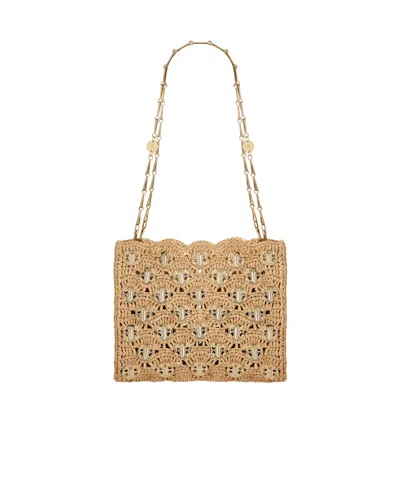 Rabanne Iconic 1969 Raffia Shoulder Bag In Nude