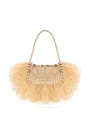 Rabanne Woven Frayed Sequin Chain Shoulder Bag In Neutral