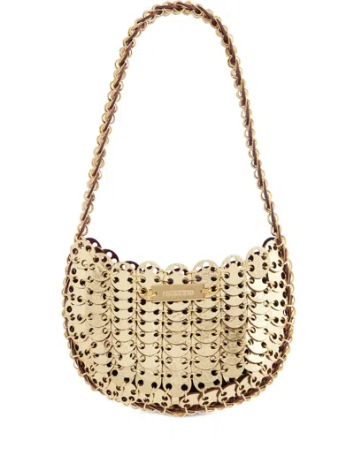 Rabanne Iconic Discs Moon Flip Shoulder Bag In Brown