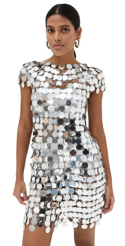 Rabanne Mini Dress With All-over Silver Sequins And Round Neckline In Gray