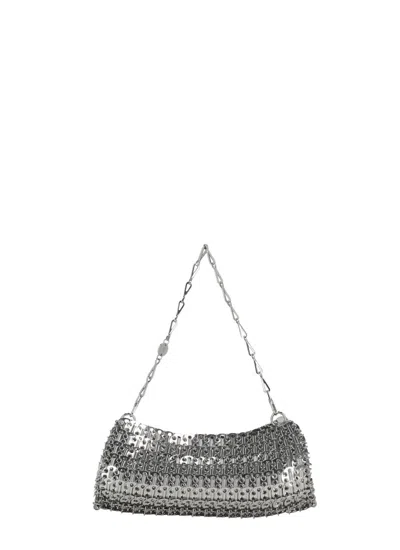 Rabanne Interlinked Steel Mesh Clutch Bag With Removable Chain Strap In Silver
