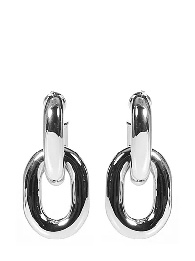 Rabanne Silver Double Xl Link Earrings In Metallic