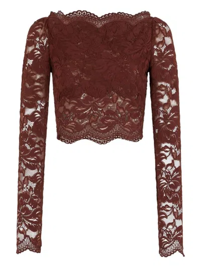 RABANNE INTRICATE FLORAL LACE LONG-SLEEVE TOP