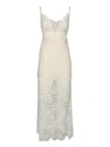 Rabanne Ivory Stretch Lace Evening Dress In White