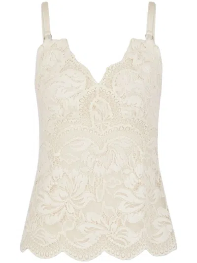 Rabanne Ivory Top With Delicate Lace Design In Beige