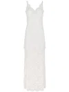 Rabanne Ivory White Long Dress With Lace-effect In Beige