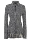 Rabanne Full-zip Cotton Cardigan In Blue