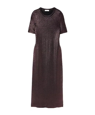 Rabanne Metallic Jacquard-knit Maxi Dress In Purple