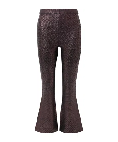 Rabanne Metallic Jacquard-knit Flared Pants In Brown
