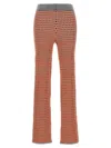 Rabanne Jacquard Checkered Flared Trousers With Buttoned Waistband In Multicolor