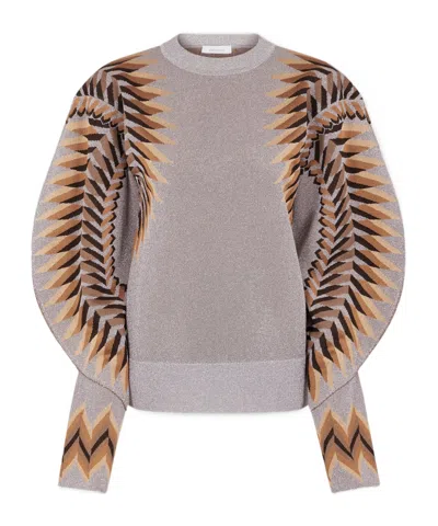 RABANNE PACO RABANNE LONG-SLEEVED LUREX JACQUARD JUMPER
