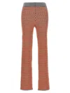 Rabanne Jacquard Checkered Flared Trousers With Buttoned Waistband In Multicolor