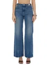 Rabanne High Waist Denim Trousers In Navy