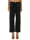 Rabanne Embellished Rigid High-rise Straight-leg Jeans In Black