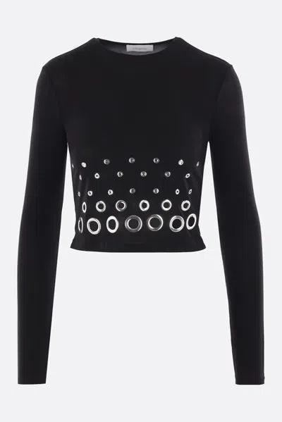 Rabanne Embellished Solid Jersey Second Skin Top In Black