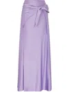 Rabanne Knotted Gathered Stretch-jersey Maxi Skirt In Purple
