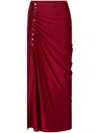 Rabanne Gathered Jersey Midi Skirt In Scarlet Red In Red