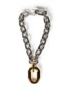 Rabanne Silver-colored Necklace With Pendant And Engraved Logo In Brass Woman In Metallic