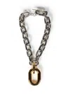 Rabanne Silver-colored Necklace With Pendant And Engraved Logo In Brass Woman In Metallic