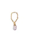 Rabanne Xl Link Pendant Necklace In Gold With Transparent Crystal In Grey