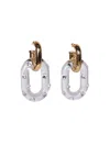 Rabanne Xl Double Link Earrings Transparent And Gold In Grey