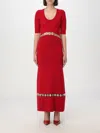 Rabanne Wool-blend Coin Detail Midi Dress In Red In Rot