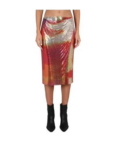 RABANNE PACO RABANNE METALLIC MIDI SKIRT