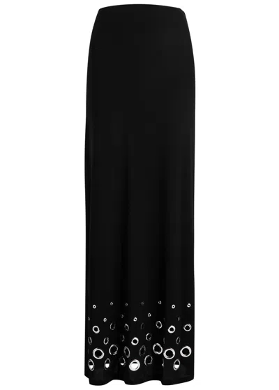 Rabanne Jupe Eyelet-embellished Jersey Maxi Skirt In Black