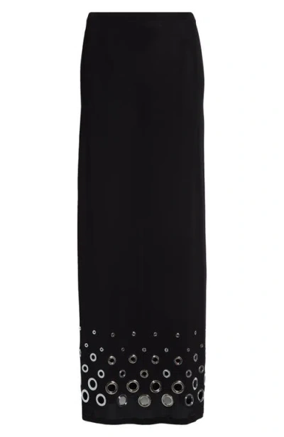 RABANNE RABANNE JUPE GROMMET STUDDED SECOND SKIN JERSEY MAXI SKIRT
