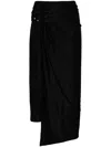 Rabanne Stretch Viscose Jersey Long Skirt In Black