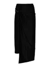 Rabanne Stretch Viscose Jersey Long Skirt In Negro