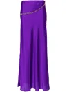 Rabanne Satin Long Skirt W/chain In Purple