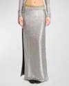 Rabanne Midi Skirt With Scalloped Waistline And Metallic Lace Fabric In Silver