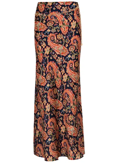 Rabanne Jupe Printed Satin Maxi Skirt In Multi Print