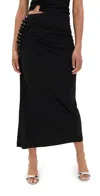 Rabanne Embellished Ruched Velvet Midi Skirt In Black