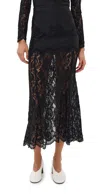 Rabanne Black Viscose Jersey And Lace Midi Skirt In Black