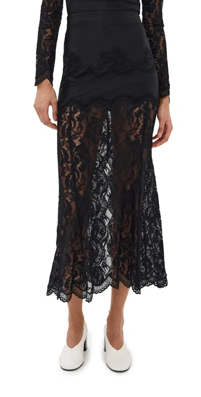 Rabanne Lace Ruffled Maxi Skirt In Black