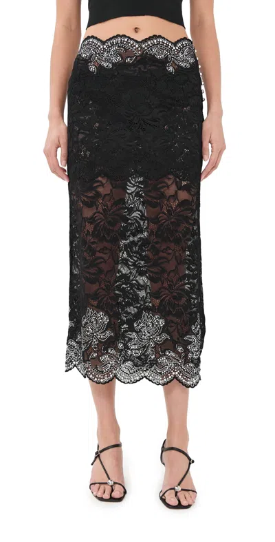 Rabanne Ankle-length Midi Skirt With Lace-worked Pattern In Black