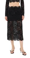 Rabanne Floral Lace Ruffle-hem Midi Skirt In Black